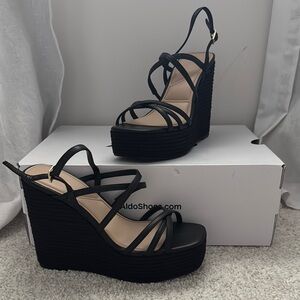 NWT Aldo Black Cheratram Wedge Sandals size 8.5